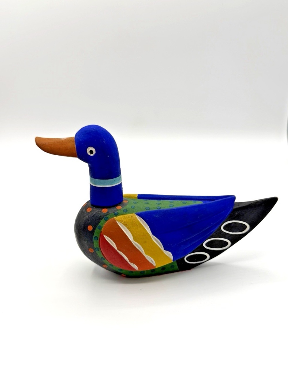Hand Painted Wooden Duck Pair Figurines Folk Art Decor Wedding Ducks Set of 2 - Picture 7 of 16